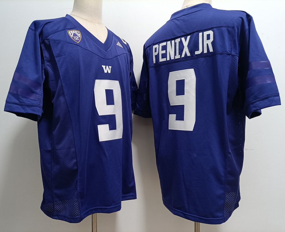 Men Washington Huskies 9 Penix jr Blue NCAA Jersey